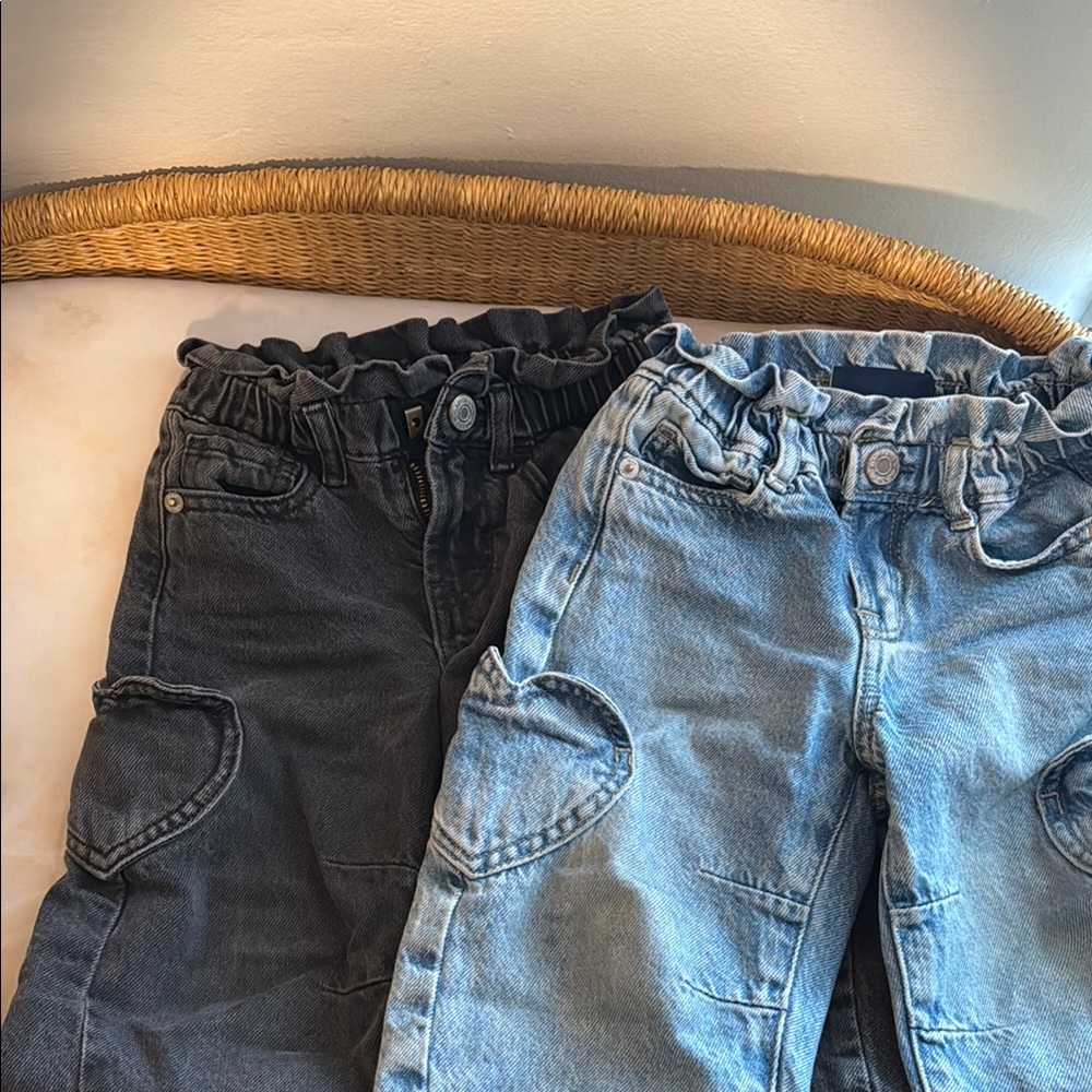 GAP & Heart Pocket Kids Jeans in Light Blue and Black
Zara mustard cords w lace